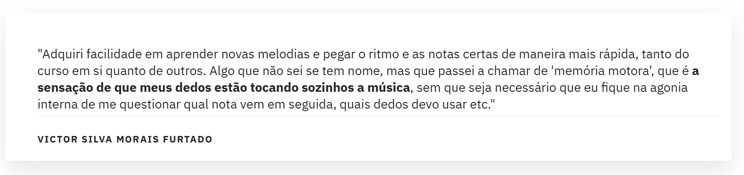 Depoimento de aluno