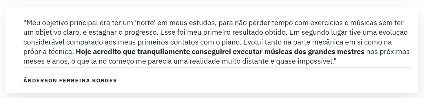 Depoimento de aluno