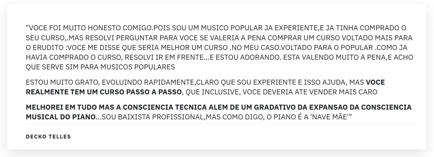 Depoimento de aluno
