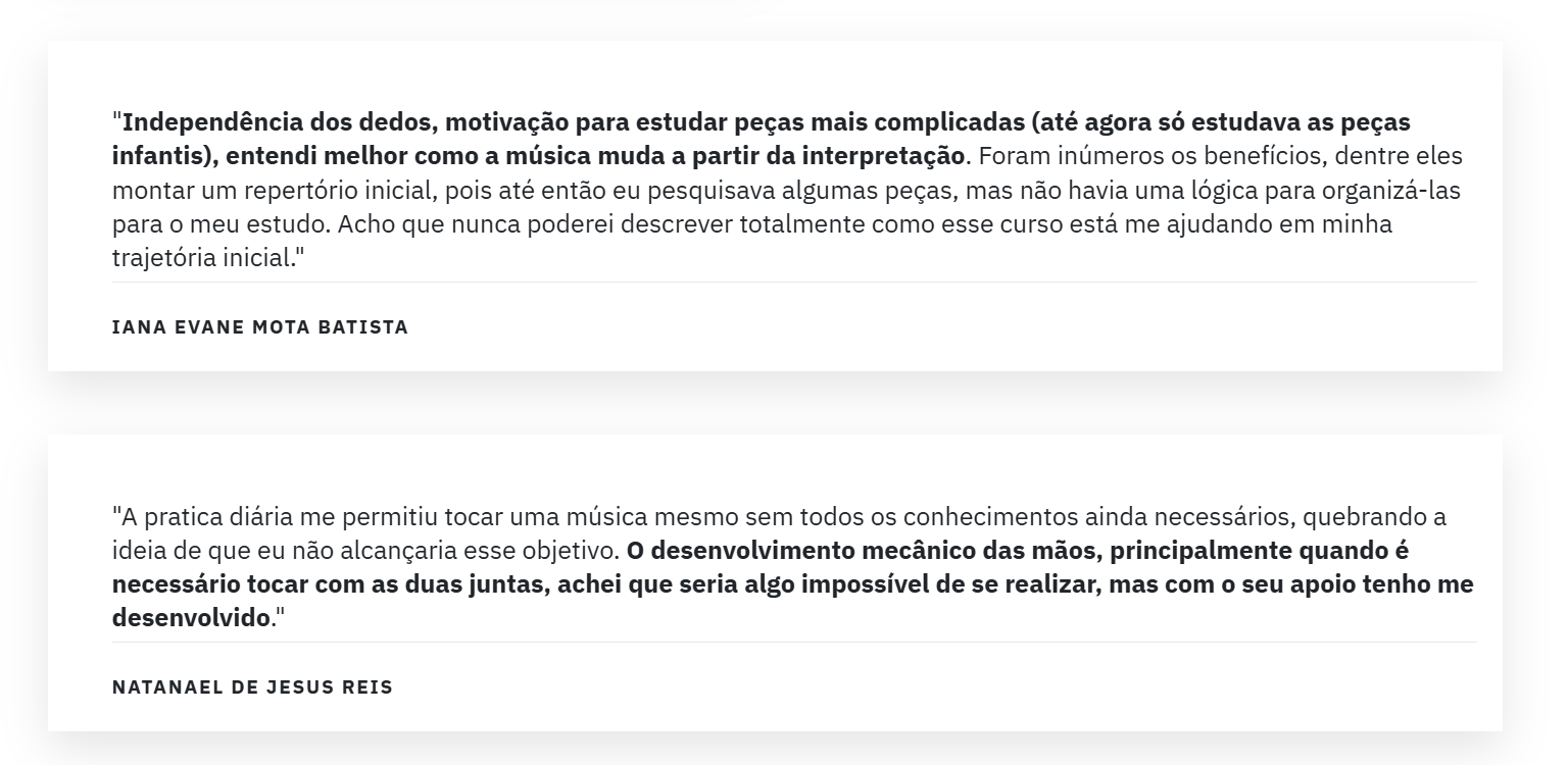 Depoimento de aluno