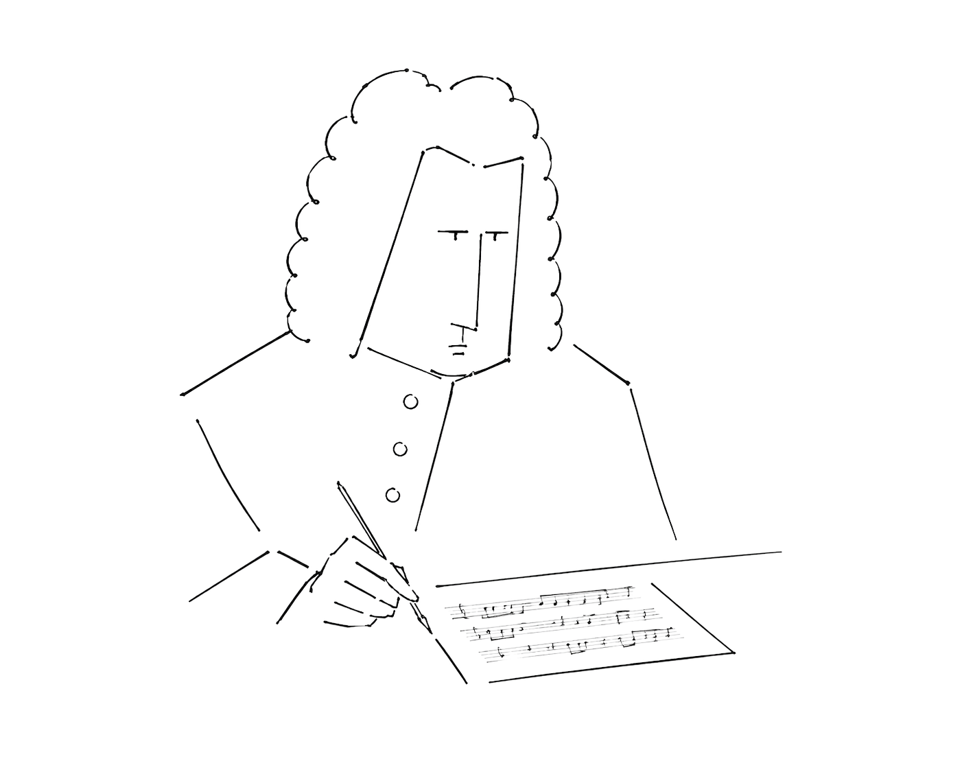 Ilustração de um compositor escrevendo música